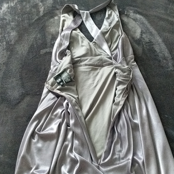 Shiny Dark Silver Embellished Halter Dress - Picture 9 of 10